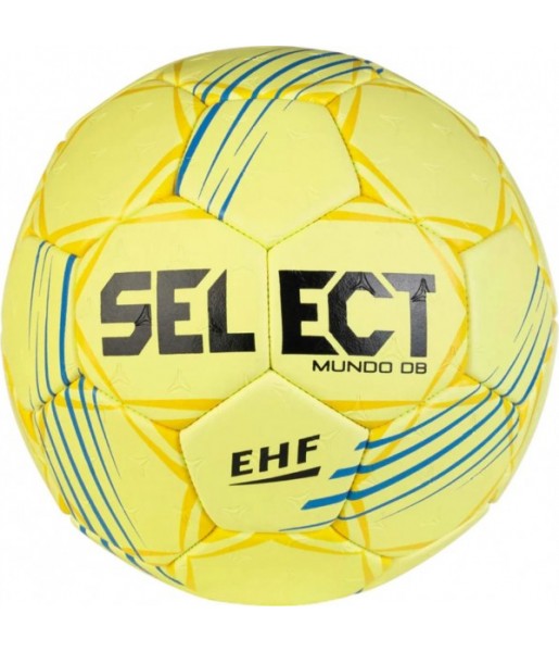 Piłka ręczna Select Mundo DB V24 EHF żółta z niebiesko-turkusowymi detalami, miękka i teksturowana