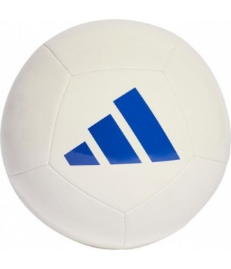 Biało-niebieska piłka nożna Adidas Universadi KB9775 r. 5 z dużym niebieskim logo Adidas i białą powierzchnią