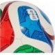Biało-niebiesko-czerwona piłka halowa Adidas Trionda Training Sala JD8048 r. 4 z zielonymi detalami