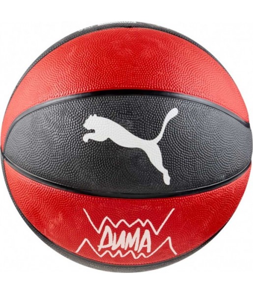 Piłka do koszykówki Puma teamJAWS 084688 02 czerwono-czarna z chropowatą gumową powierzchnią