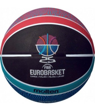 Piłka do koszykówki Molten B7G2000-E5Z EuroBasket 2025 czarno-niebiesko-czerwona rozmiar 7
