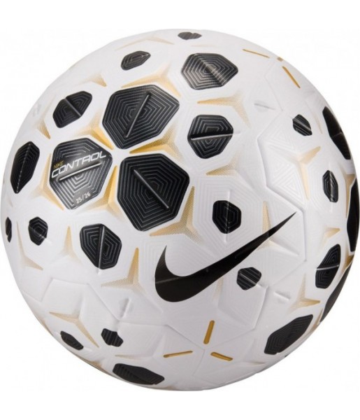 Biało-czarna piłka nożna Nike Control 25 HV4395 100 r. 5 z czarnym logo Swoosh