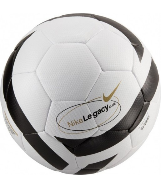 Biało-czarna piłka nożna Nike Legacy Elite Team 25 HV6367 100 r. 5 ze złotym logo Swoosh