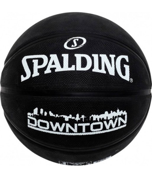 Czarna piłka do koszykówki Spalding Downtown 84634Z r. 7 z białym logo Spalding