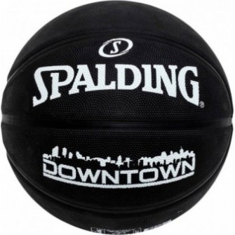 Czarna piłka do koszykówki Spalding Downtown 84634Z r. 7 z białym logo Spalding