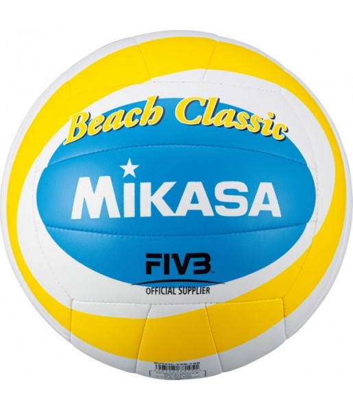 Piłka siatkowa plażowa Mikasa Beach Classic BV543C-VXB-YSB biało-żółto-niebieska, szyta