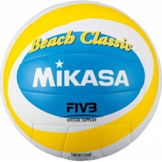Piłka siatkowa plażowa Mikasa Beach Classic BV543C-VXB-YSB biało-żółto-niebieska, szyta