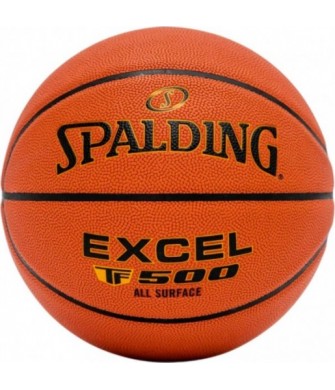 Pomarańczowa piłka do koszykówki Spalding Excel TF-500 76798Z r. 6 z czarnymi kanałami i logo Spalding
