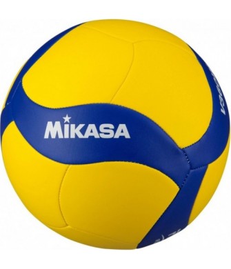 Piłka siatkowa Mikasa V360W r.5 żółto-niebieska z miękką powierzchnią PU i 18-panelową szytą konstrukcją