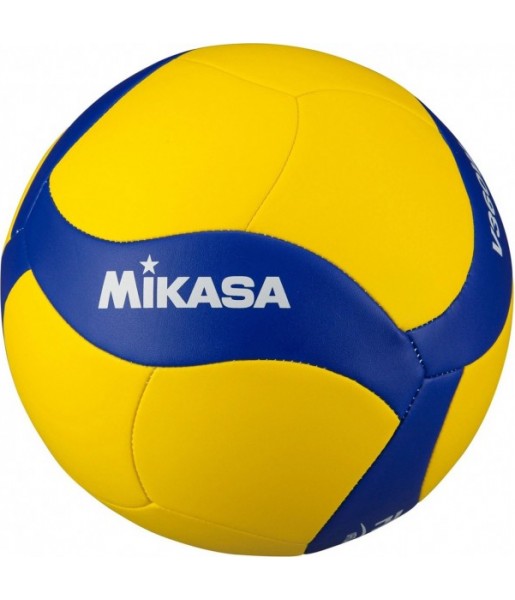 Piłka siatkowa Mikasa V360W r.5 żółto-niebieska z miękką powierzchnią PU i 18-panelową szytą konstrukcją