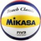 Biało-żółto-niebieska piłka siatkowa plażowa Mikasa Beach Classic BV552C r. 5 z logo Mikasa