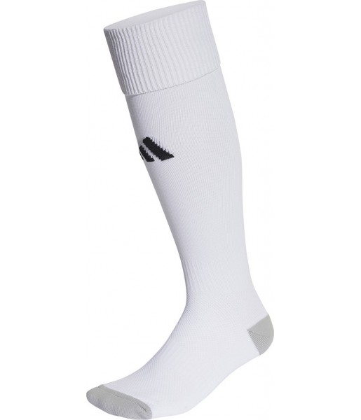 Getry piłkarskie Adidas Milano 23 IB7813 białe z czarnym logo, technologia AEROREADY