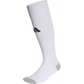 Getry piłkarskie Adidas Milano 23 IB7813 białe z czarnym logo, technologia AEROREADY