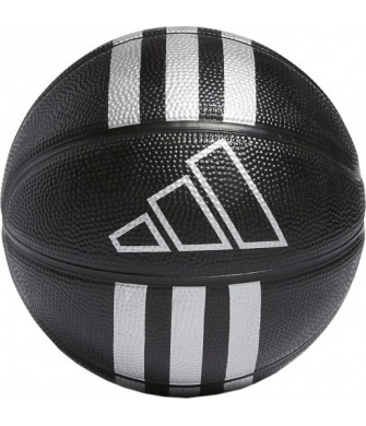 Piłka do koszykówki Adidas 3-Stripes Rubber Mini HM4972 r.3 czarno-srebrna, gumowa, do hali i na zewnątrz