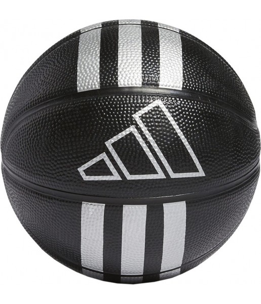 Piłka do koszykówki Adidas 3-Stripes Rubber Mini HM4972 r.3 czarno-srebrna, gumowa, do hali i na zewnątrz