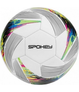 Piłka nożna Spokey Prodigy 925384 biało-zielono-pomarańczowa, szyta maszynowo z TPU