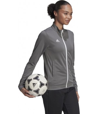 Bluza rozpinana damska Adidas Entrada 22 Track Jacket H57527 szara z pełnym zamkiem i technologią AEROREADY