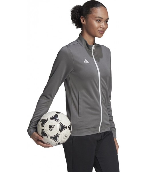 Bluza rozpinana damska Adidas Entrada 22 Track Jacket H57527 szara z pełnym zamkiem i technologią AEROREADY
