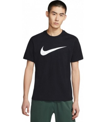 Koszulka męska Nike NSW Tee Icon Swoosh DC5094 010 czarna z dużym białym logo Swoosh i wygodnym standardowym krojem