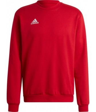 Bluza męska Adidas Entrada 22 Sweat Top HB0577 czerwona bez kaptura, z polarowym wnętrzem i elastycznymi ściągaczami