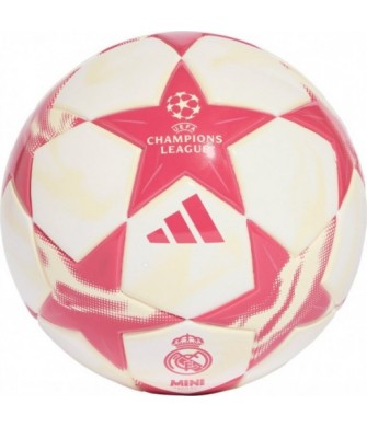 Piłka nożna Adidas UEFA Champions League 26/27 Real Madrid Mini KE5107 biało-różowa rozmiar 1 z godłem Realu Madryt