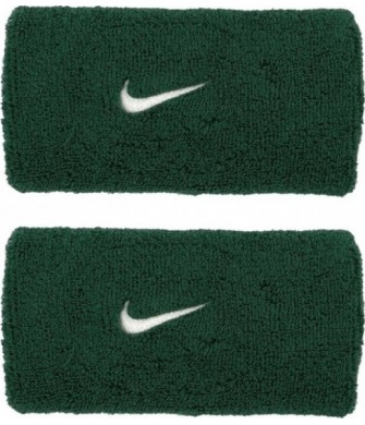 Frotki na rękę Nike Swoosh Wristbands 2 szt. N1012406319 zielone z białym haftowanym logo Nike