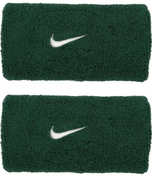 Frotki na rękę Nike Swoosh Wristbands 2 szt. N1012406319 zielone z białym haftowanym logo Nike