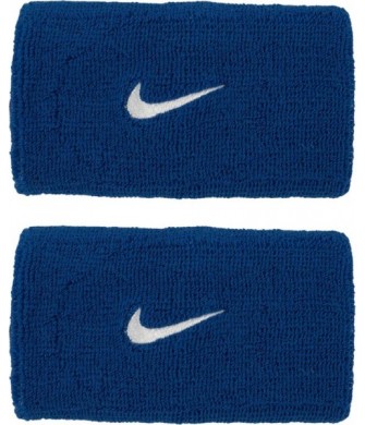 Frotki na rękę Nike Swoosh Wristbands 2 szt. N1012406400 niebieskie z białym haftowanym logo Nike