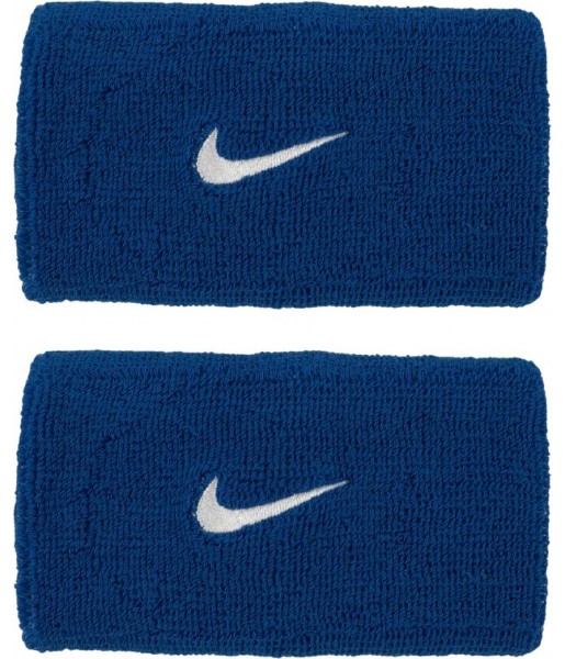 Frotki na rękę Nike Swoosh Wristbands 2 szt. N1012406400 niebieskie z białym haftowanym logo Nike