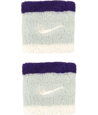 Frotki na rękę Nike Swoosh Wristbands 2 szt. N1012405043 szaro-fioletowo-białe z logo Nike