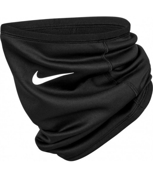 Komin sportowy Nike Therma-FIT Fleece N1010524010 czarny z białym logo Nike i elastycznym materiałem
