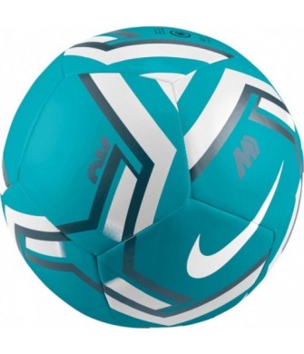 Piłka nożna Nike Mercurial Fade HV6330 102 niebiesko-biała z teksturowaną powierzchnią i logo Nike