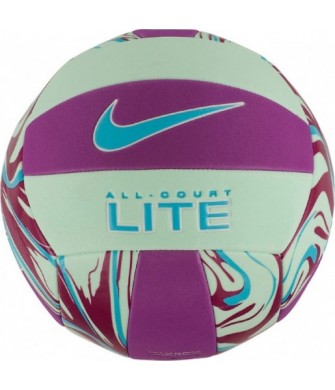 Piłka siatkowa Nike All Court Lite N1009071545 fioletowo-miętowa z niebieskimi akcentami i logo Nike