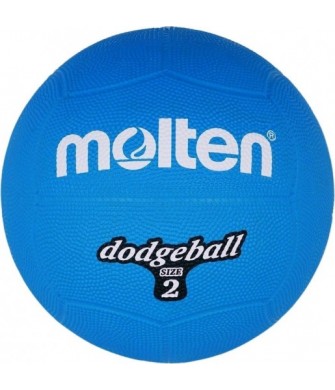 Niebieska piłka do zbijaka Molten Dodgeball DB2-B, rozmiar 2, gumowa, z białym logo producenta