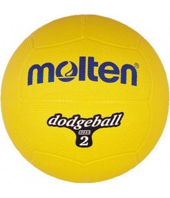 Żółta piłka do zbijaka Molten Dodgeball DB2-Y, rozmiar 2, gumowa, z czarnym logo producenta