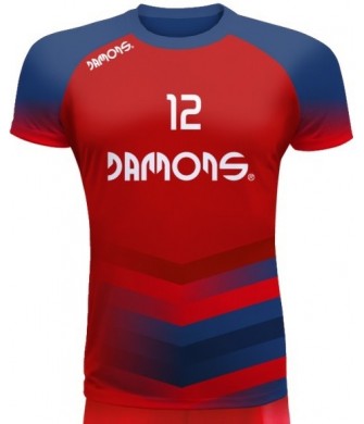 koszulka siatkarska defender pro p1 junior czerwono-granatowa w pełnej sublimacji do hali