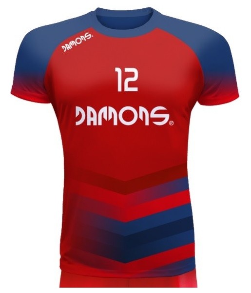 koszulka siatkarska defender pro p1 junior czerwono-granatowa w pełnej sublimacji do hali