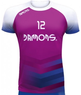 koszulka siatkarska defender pro p1 fioletowo-niebieska do siatkówki halowej, w pełni sublimowana