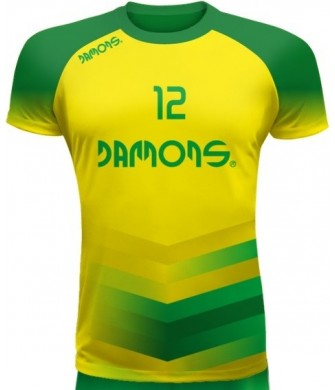 koszulka siatkarska defender pro p1 żółto-zielona do siatkówki halowej, w pełni sublimowana