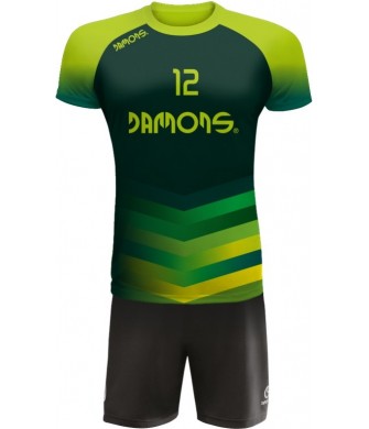 strój siatkarski męski defender pro p1 zielono-czarny do siatkówki halowej z personalizacją