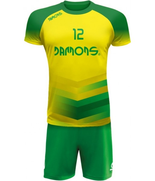 strój siatkarski męski defender pro p1 żółto-zielony do siatkówki halowej z personalizacją