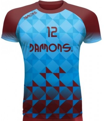 koszulka siatkarska defender pro p2 błękitno-bordowa do siatkówki halowej, w pełni sublimowana