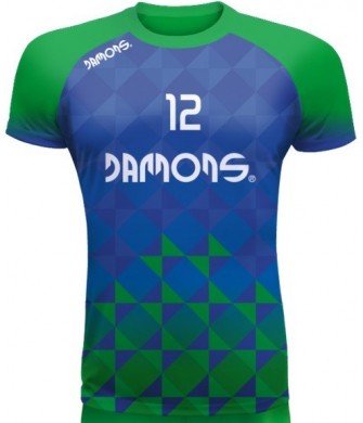 koszulka siatkarska defender pro p2 chabrowo-zielona do siatkówki halowej, w pełni sublimowana