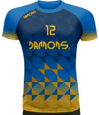koszulka siatkarska defender pro p2 niebiesko-żółta do siatkówki halowej, w pełni sublimowana