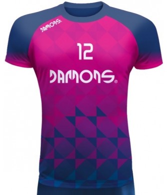 koszulka siatkarska defender pro p2 różowo-granatowa do siatkówki halowej, w pełni sublimowana