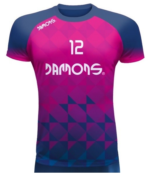 koszulka siatkarska defender pro p2 różowo-granatowa do siatkówki halowej, w pełni sublimowana