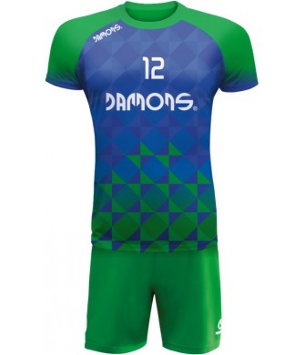 strój siatkarski defender pro p2 junior chabrowo-zielony z pełną sublimacją do szkół i siatkówki halowej