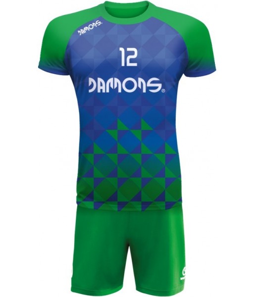 strój siatkarski defender pro p2 junior chabrowo-zielony z pełną sublimacją do szkół i siatkówki halowej