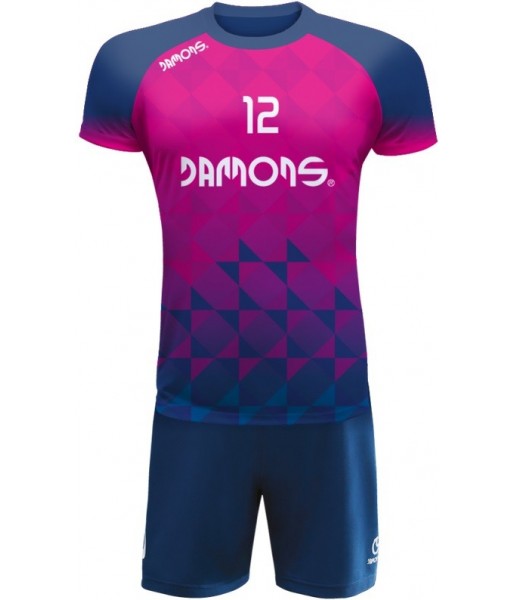 strój siatkarski defender pro p2 junior różowo-granatowy z pełną sublimacją do szkół i siatkówki halowej