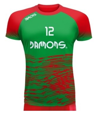 koszulka siatkarska defender pro p3 zielono-czerwona do siatkówki halowej z personalizacją